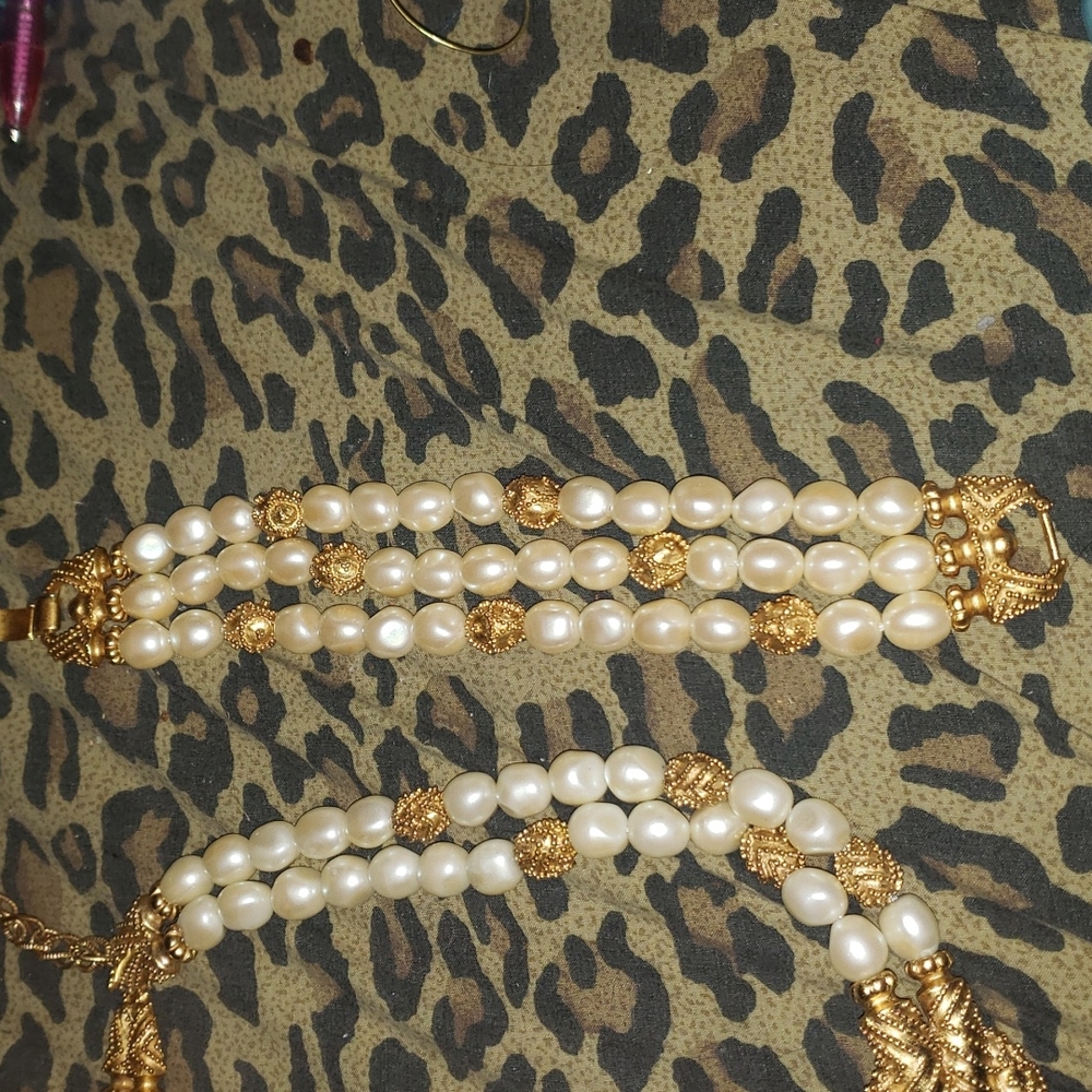 Vintage Mary McFadden 1988 gold plated necklace and bracelet - Picture 3 of 12